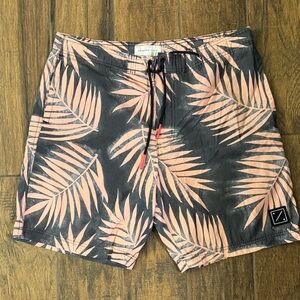 American Eagle Outfitters Pink and Black Leaf Board Shorts